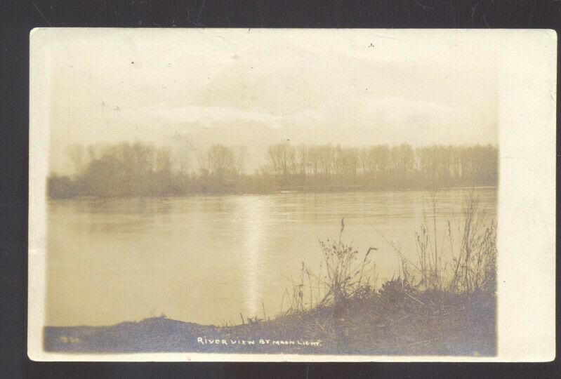 RPPC LAWRENCE KANSAS KAW RIVER MOONLIGHT J. BOWERS REAL PHOTO POSTCARD