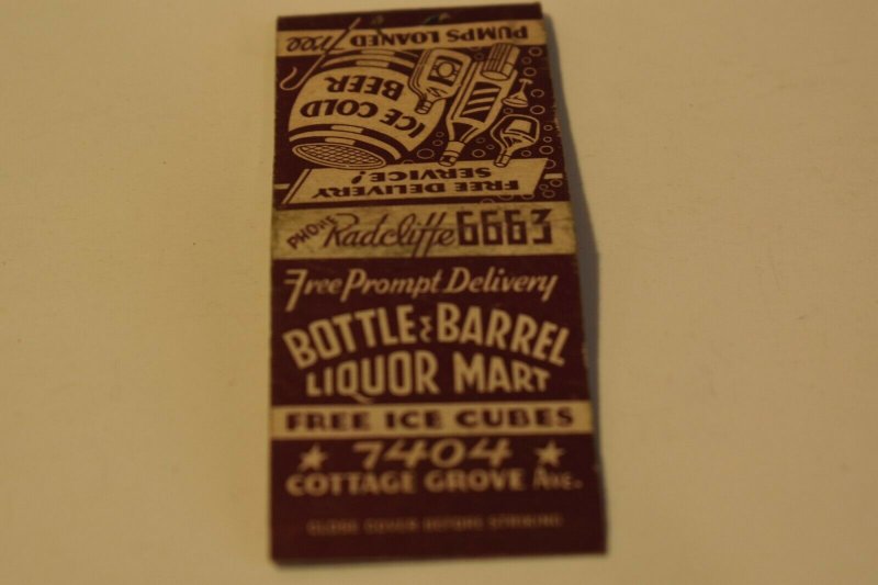 Bottle Barrel Liquor Mart 20 Strike Matchbook Cover