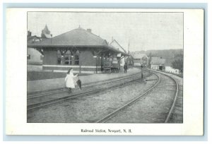 c1905 Railroad Station Depot Train Railroad Newport New Hampshire NH Postcard 