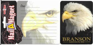 Branson, Missouri.  Mint card with a magnet. Bald Eagle on magnet. very nice.