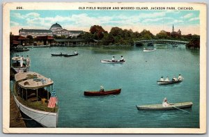 Vtg Chicago Illinois IL Old Field Museum & Wooded Island Jackson Park Postcard