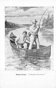 Sacul, TX Texas  A HAPPY AFTERNOON~2 MEN FISHING Nacogdoches Co ca1910s Postcard