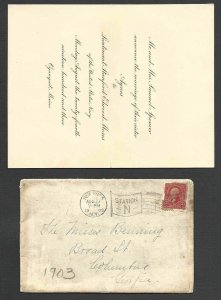 DATED 1903 OGUNQUIT ME WEDDING INVITATION W/ENV