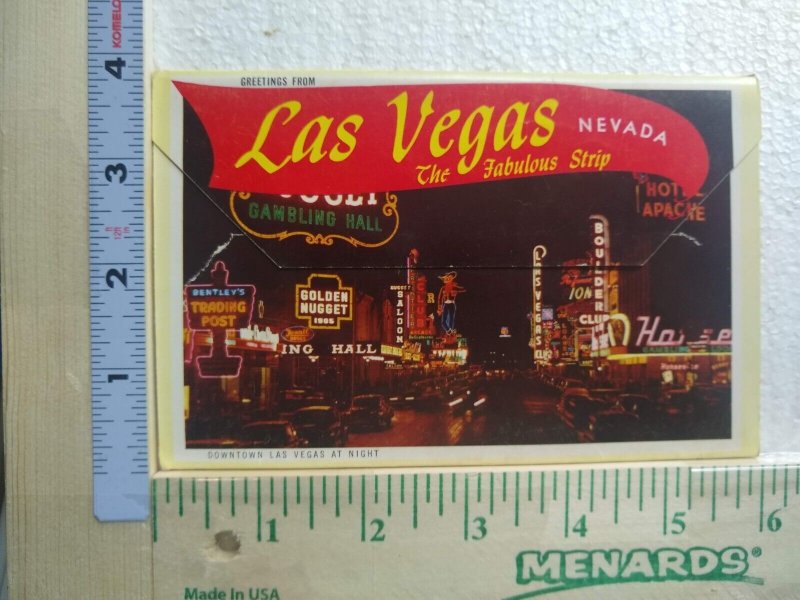 Postcard Folder Downtown Las Vegas At Night, Greetings From Las Vegas, Nevada