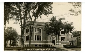 VT - Barre. Public Library ca 1907   *RPPC