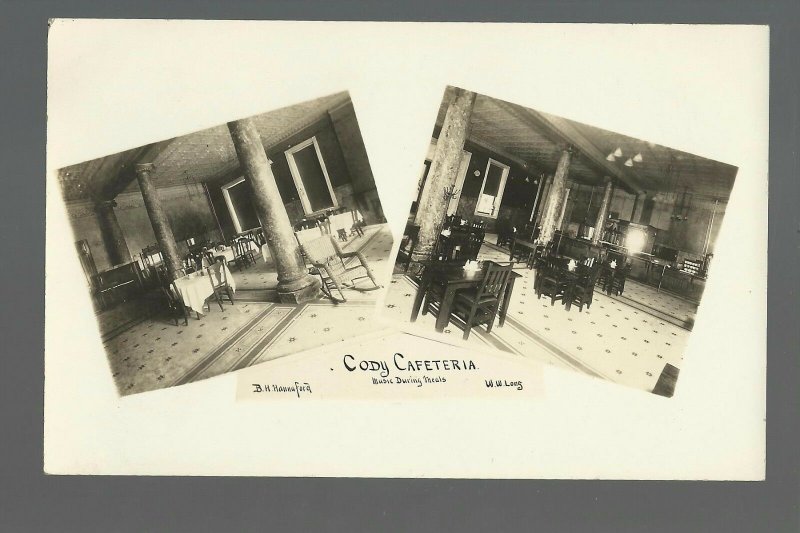 Grand Rapids MICHIGAN RPPC c1910 INTERIOR RESTAURANT Cody Cafeteria ADVERTISING