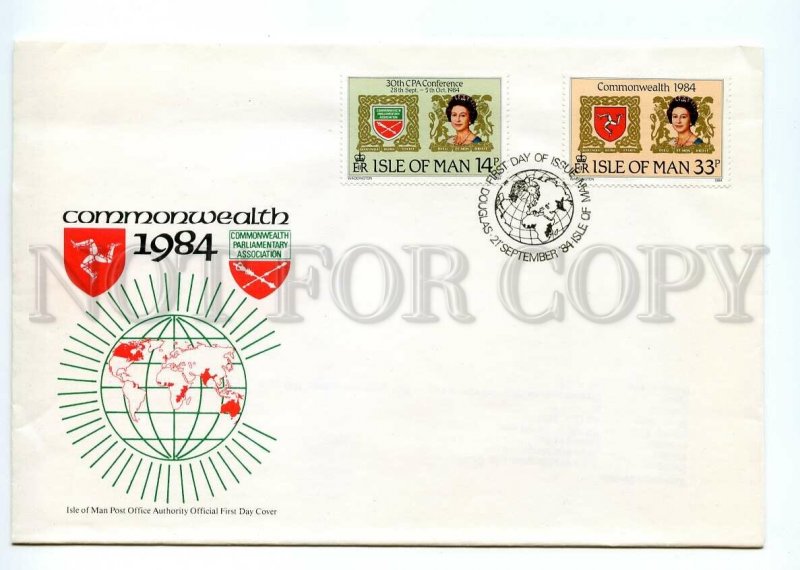 161412 ISLE OF MAN 1984 COMMONWEALTH Conference Queen FDC