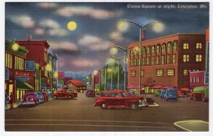 Lewiston, Me, Union Square at night