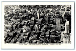 c1940's Aerial View Of Main Business District Kansas City MO RPPC Photo Postcard