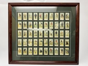British Golf Cigarette Card Set c1900 Framed Victorian Golfers Display