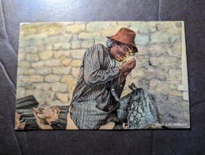 Mint USA Native American Postcard Navajo Indian Lighting Cigarette Smoking