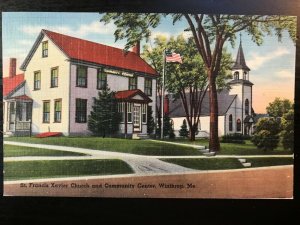 Vintage Postcard 1930-1945 St Francis Xavier Church Community Center Winthrop ME