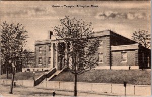 View of Masonic Temple, Arlington MA Vintage Postcard S37