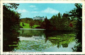 Biltmore House Lily Pool Reflection Asheville North Carolina NC WB Postcard S22