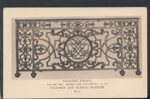 V & A Museum Postcard - Balcony Front, French, Late 17th Century    RS19267