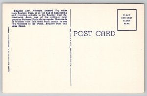 Boulder City NV Nevada Linen Unp Postcard O29