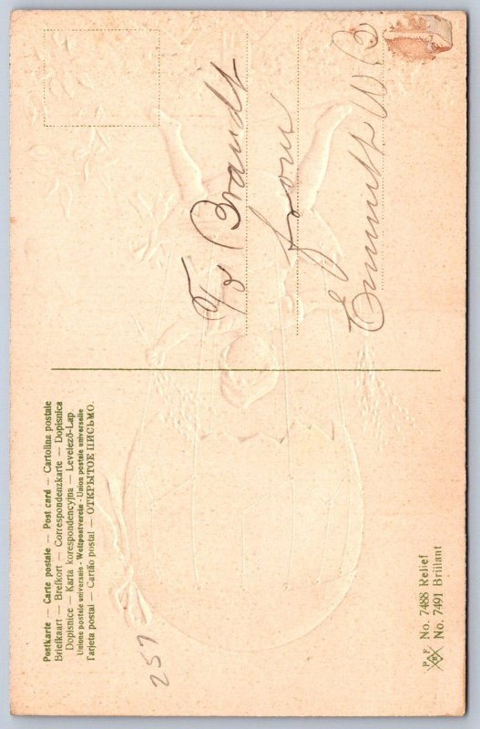 K26/ Easter Postcard Holiday Greetings c1910 Hot Air Balloon Child 175