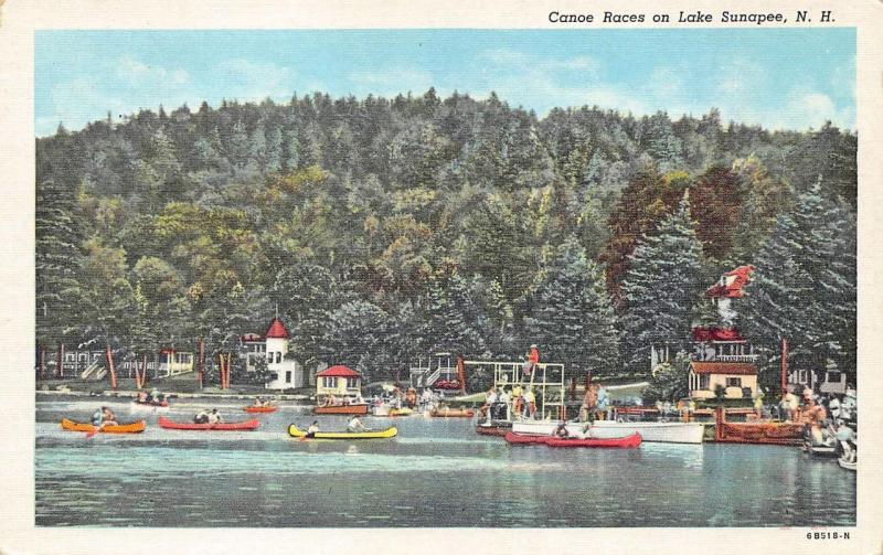 Lake Sunapee NH Canoe Races Postcard