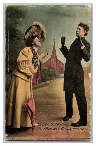 c1909 Postcard Leap Year No Wedding Bells For Me Vintage Standard View Card 