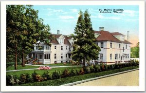 Saint Mary's Hospital Columbus Wisconsin WI Landscaped Grounds Building Postcard