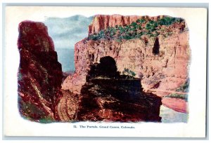 The Portals Grand Canon Colorado CO, Mountain Train Railroad Scene Postcard