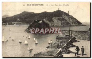 Spain Espana Spain San Sebastian Old Postcard Isla Santa Clara desde el castillo