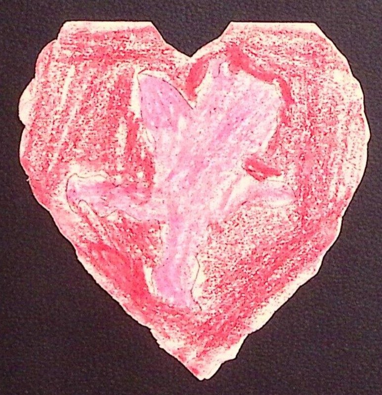 1930s VALENTINES DAY HANDMADE HEART FOLD OUT CARD DEPRESSION ERA CARD Z552