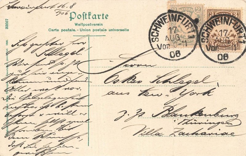 Schloss Mainberg b. Schweinfurt Castle Germany 1908 Photo Postcard Train River