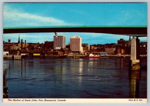 Harbour Bridge, Saint John Skyline, New Brunswick, Chrome Postcard