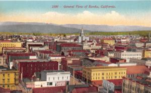 Eureka California Bird's Eye View~Signs on Buildings-Court House?-Mtns Bknd~1910