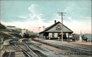 FRANKLIN NH B&M Railroad Train Station c1910 Postcard