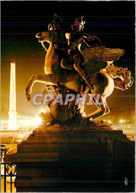 Modern Postcard Paris Sortileges the night Place de la Concorde The Obelisk o...