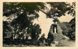 RPPC Postcard Hawaii Kailua Kona 1940s Catholic Church 23-6875