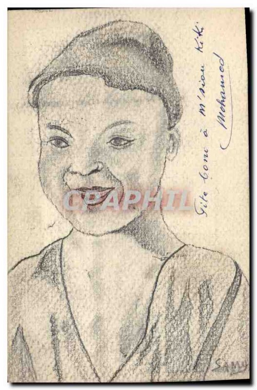 Old Postcard Fancy (drawing hand) Child Mohamed North Africa
