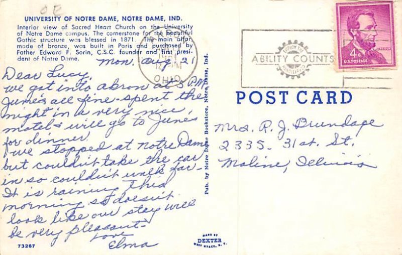 Blessed in 1871 - Notre Dame, Indiana IN  