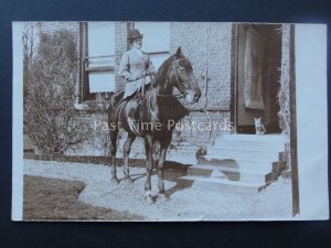 Norfolk Diss MRS A GRANT on HORSE BACK SHOWS CAT ON DOORSTEP c1908 RP Postcard