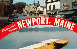 Newport Maine Greetings Main Street Vintage Postcard J51540