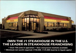 Dayton, OH Ohio  PONDEROSA STEAKHOUSE FRANCHISE REQUEST 4X6 Advertising Postcard