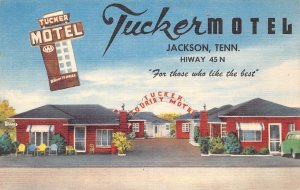 Jackson Tennessee Tucker Motel, AAA Sign, Color Linen Vintage Postcard U8125
