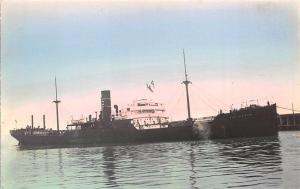 Hinoustan Cargo Steam Ship Tinted Real Photo RPPC Postcard