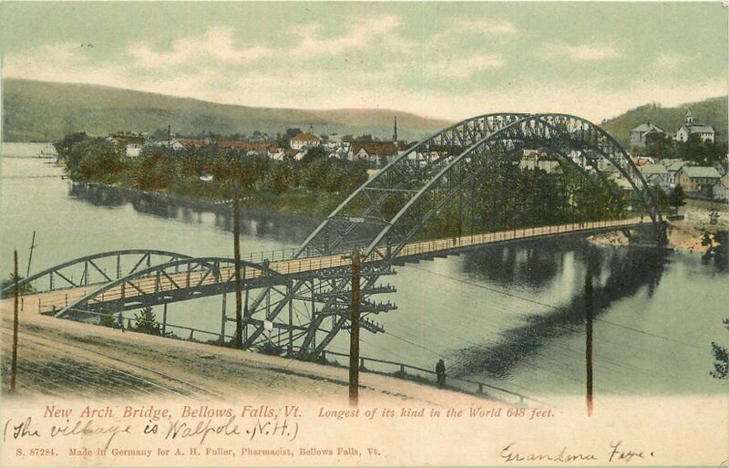 Bellows Falls Girder Truss Bridge Vermont 1906 Postcard Fuller undivided 21-3069