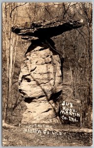 Martin County Indiana 1920s RPPC Real Photo Postcard Jug Rock