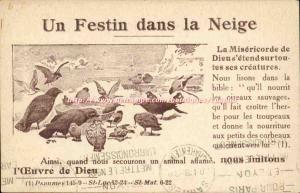 Old Postcard A feast in snow pigeons Religion