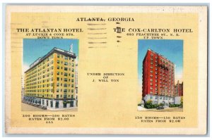 1937 Multi-View Atlanta Cox Carlton Hotel J Will Hotels Atlanta Georgia Postcard