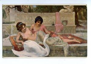 146470 NUDE Nymphs LEDA & SWAN by DAUDIN Vintage SALON PC