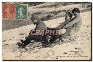 Old Postcard of Sports & # 39hiver Ski Luge Speedy