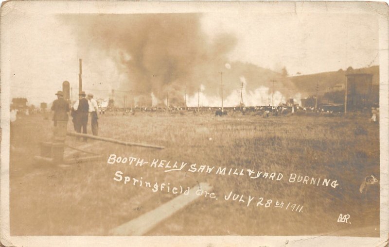 J19/ Springfield Oregon RPPC Postcard c1910 Booth-Kelly Sawmill Fire 64