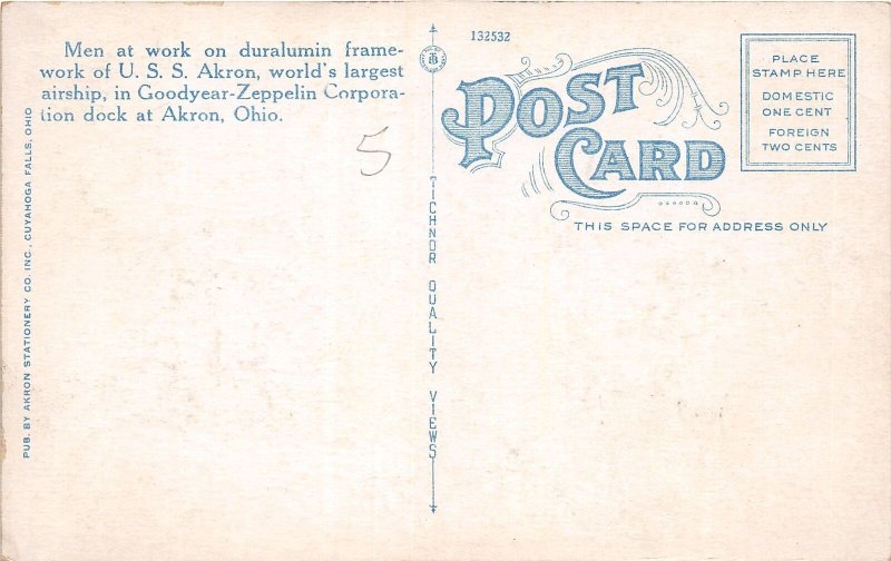 J56/ Akron Ohio Postcard c1910 U.S.S. Akron Blimp Zeppelin Construction 146