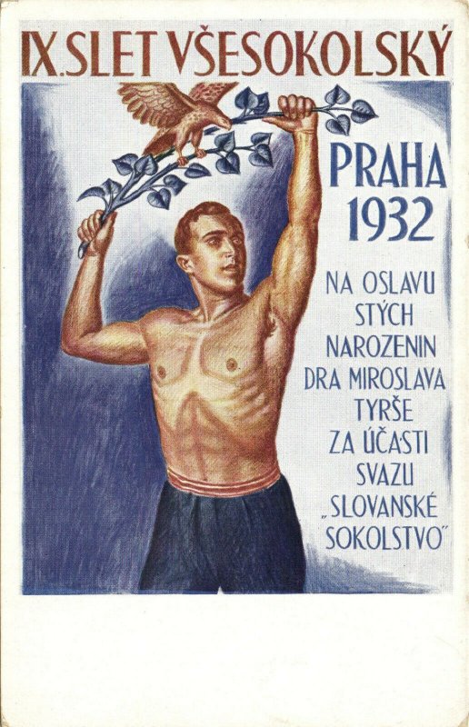 PC SOKOL MOVEMENT, IX SLET VSESOKOLSKY PRAHA 1932, Vintage Postcard (b28268)