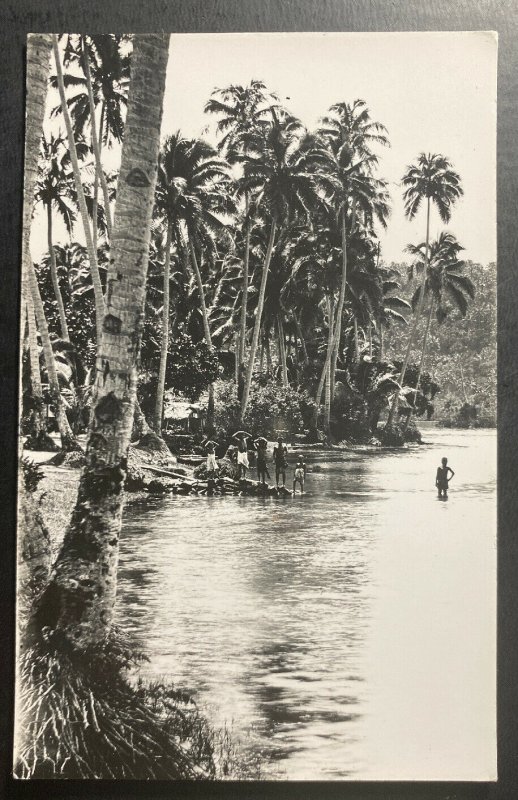 Mint Wester Samoa Real Picture Postcard RPPC Native In The River 